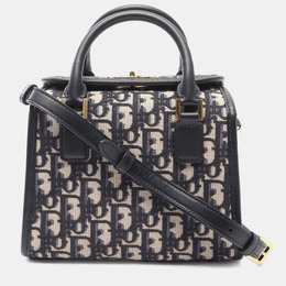 Christian Dior Navy Blue Oblique Canvas Satchel 1197160