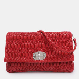 Miu Miu Red Matelassé Nappa Leather Crystal Shoulder Bag 1197530