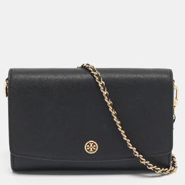 Tory Burch Black Leather Robinson Flap Chain Clutch Bag 1197737