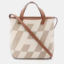 Hermes H En Biais PM Brown Ecru Z Swift Leather Toilet H Tote Bag 1196327