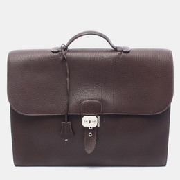 Hermes Sac Adepeche 41 Brown Fjord Leather Business Hand Bag 1196324