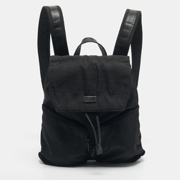 Gucci Black Backpack - Leather, Nylon, Drawstring Closure & External Pockets