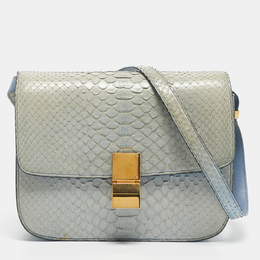 Celine Light Blue Python Medium Classic Box Shoulder Bag 1189303