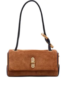 Small Marc Jacobs Suede Shoulder Bag - Model 30928752, Brown, Gold Tone Clasp Top Handle