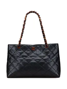Chanel 2000-2002 CC Quilted Caviar Tortoise Chain tote bag 31720970