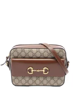 Gucci Small Shoulder Bag from 2010s - GG Supreme Monogram Canvas with Leather Trim, Horsebit Detail Adjustable Strap Zip Top Fastening Condition Excellent