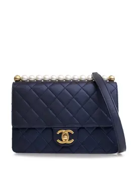 Chanel 2019 Medium Lambskin with Pearls Quilted Crossbody Bag