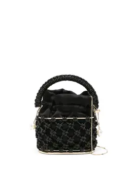 Rosantica mini Holli Nodi Bucket Bag, beaded embellishment drawstring closure top handle faux pearl detail - 31034794