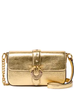 Pinko metallic-finish leather crossbody bag 30378902