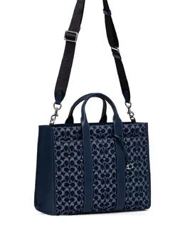 Coach Wesley 29937653 Monogram Tote Bag Dark Blue