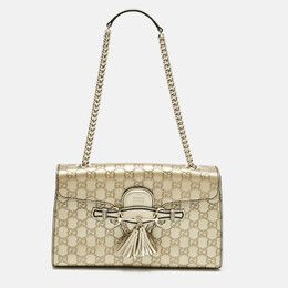 Gucci Pale Gold Guccissima Leather Medium Emily Chain Shoulder Bag 1198655