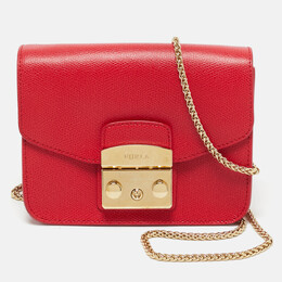 Furla Red Leather Mini Metropolis Chain Crossbody Bag 1198610