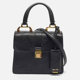Miu Miu Black Madras Leather Mini Bandoliera Top Handle Bag 1198512
