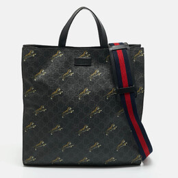 Gucci Black GG Supreme Canvas Tiger Print Vertical Tote 1198383