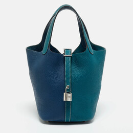 Hermes Vert Bosphore/Deep Bleu Taurillon Clemence Leather Picotin Lock 18 Bag 1197955