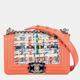 Chanel Boy Coco Mark Chain Shoulder Bag 1197096 - Multicolor Tweed, Vibrant Coral
