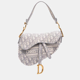 Christian Dior Grey Oblique Embroidered Saddle Bag 1197043