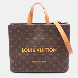 Louis Vuitton S Shopper Tote MM Brown Monogram Leather Bag 1196839