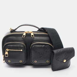 Louis Vuitton Utility Leather Black Crossbody Shoulder Bag 1196777
