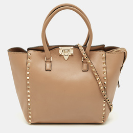 Valentino Beige Leather Medium Rockstud Trapeze Tote 1198819