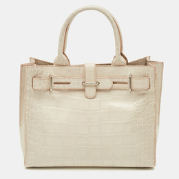 Furla Off White Croc Embossed Leather Medium Greta Tote 1198830