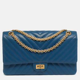 Chanel Blue Chevron Leather 226 Reissue 2.55 Flap Bag 1198703