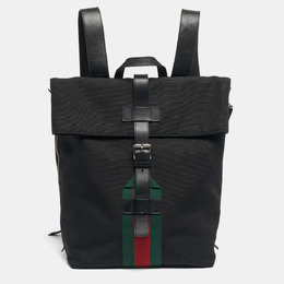 Gucci Black Techno Canvas Web Fold Over Backpack 1198664