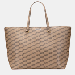 Balenciaga Brown Large BB Monogram Coated Canvas Signature East West Shopper Bag 1198371