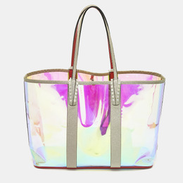 Christian Louboutin Grey Holographic PVC and Glitter Large Cabata Tote 1198200