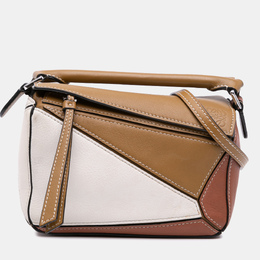 Loewe Brown Mini Tricolor Calfskin Puzzle Satchel 1198253