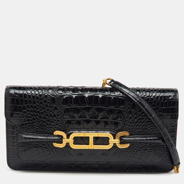 Tom Ford Black Croc Embossed Leather Whitney Shoulder Bag 1198113