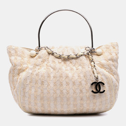 Chanel White Tweed Boucle Knitting Top Handle Bag 1197883