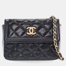 Chanel Black Quilted Shiny Aged Calfskin Waist Belt Bag 1197809