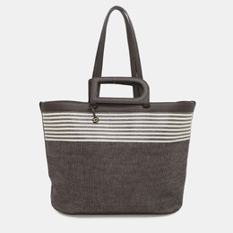 Delvaux DtoD Tote Bag Brown Canvas Leather Size MM 1197639