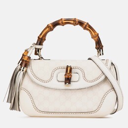Gucci White Medium GG Canvas New Bamboo Satchel 1197592