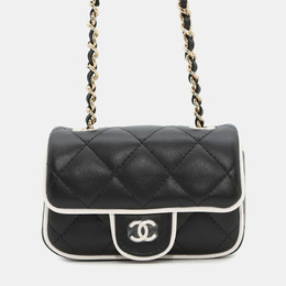 Chanel Mini Black/White Lambskin Clutch Bag 1197643