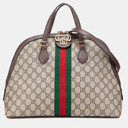 Gucci Beige Brown Medium GG Supreme Ophidia Web Satchel 1197507