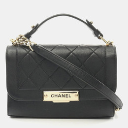 Chanel Click Label Black Leather Shoulder Bag 1197108