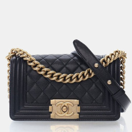 Chanel Boy Small Black Caviar Leather Shoulder Bag 1196895