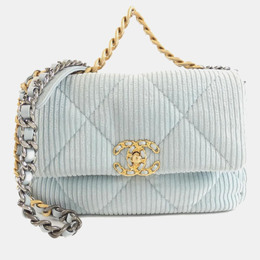 Chanel 19 Light Blue Cord Shoulder Bag 1197098