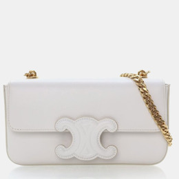 Celine Triomphe White Calfskin Shoulder Bag 1196926