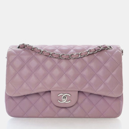 Chanel Classic Double Flap Jumbo Lilac Lambskin Shoulder Bag 1196880