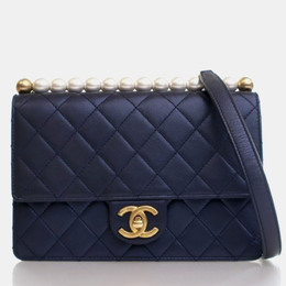 Chanel Chic Pearls Small Blue Lambskin Flap Bag 1196899