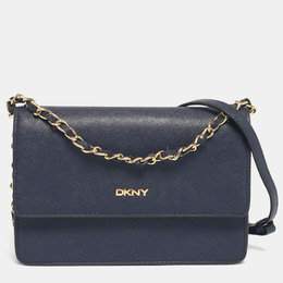 DKNY Navy Blue Leather Bryant Park Flap Crossbody Bag 1198739