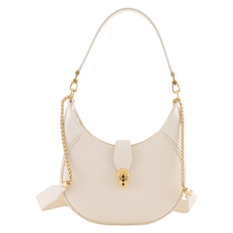 Bvlgari Ivory Serpenti Ellipse Leather Shoulder Bag 291639
