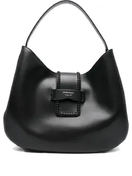 Сумка через плечо из кожи с плетеными деталями Emporio Armani, черный 31668399 | черный