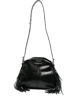 Maje cracked-leather fringe tote bag 30273039