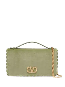 Маленькая бархатная сумочка-клатч VLogo Signature Valentino Garavani, зеленый 31771188 | зеленый