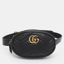 Gucci Black Matelassé Leather GG Marmont Belt Bag 1200039