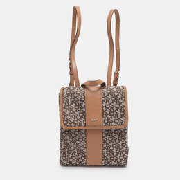 DKNY Beige Signature Canvas and Leather Backpack 1200030